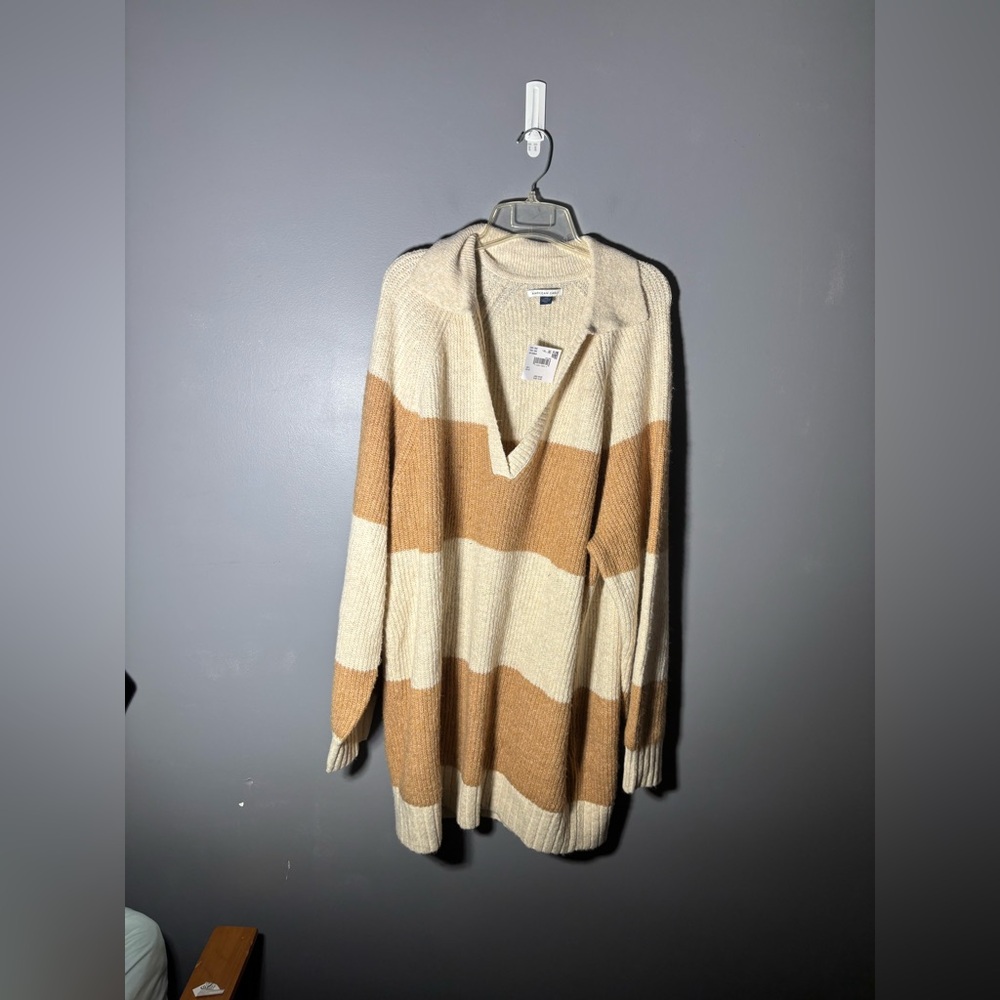 American Eagle Collared Striped Sweater Mini Dress Womens Size Large - Picture 2 of 6
